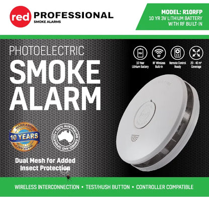 Red 10-Year Wireless Smoke Alarm with Dual Mesh Guard (R10RFP)