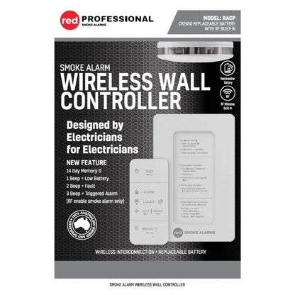 Red Wireless Wall Smoke Alarm Controller (RACP)